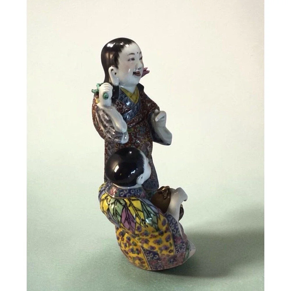 Vintage Chinese Porcelain Hehe Erxian Twins Of Harmony& Union Lotus Coins